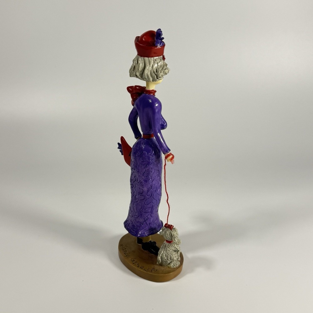 Red Hat Lady Walking Small‎ White Dog, Sandy Gervais figure 8" X 3" - Picture 6 of 16